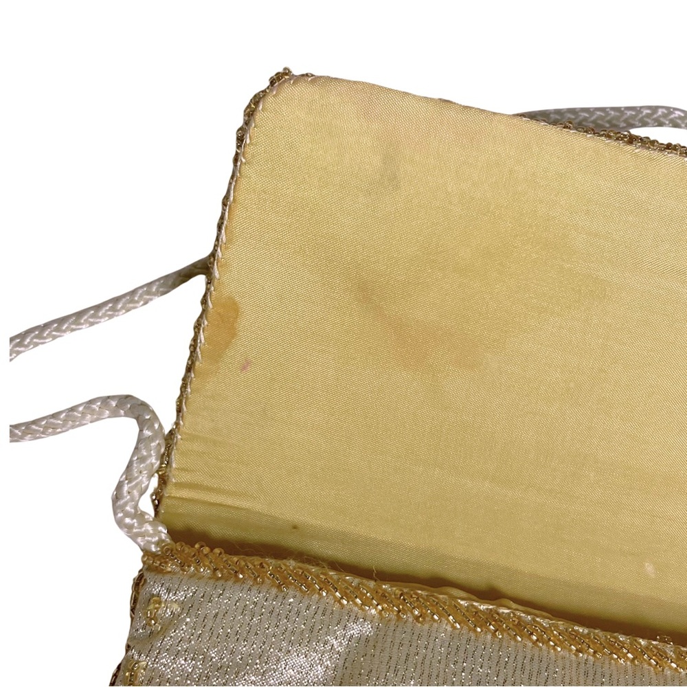 Vtg Formal Gold Beaded Art Deco Large Envelope Clutch Shoulder Strap Prom Bag - Picture 8 of 11